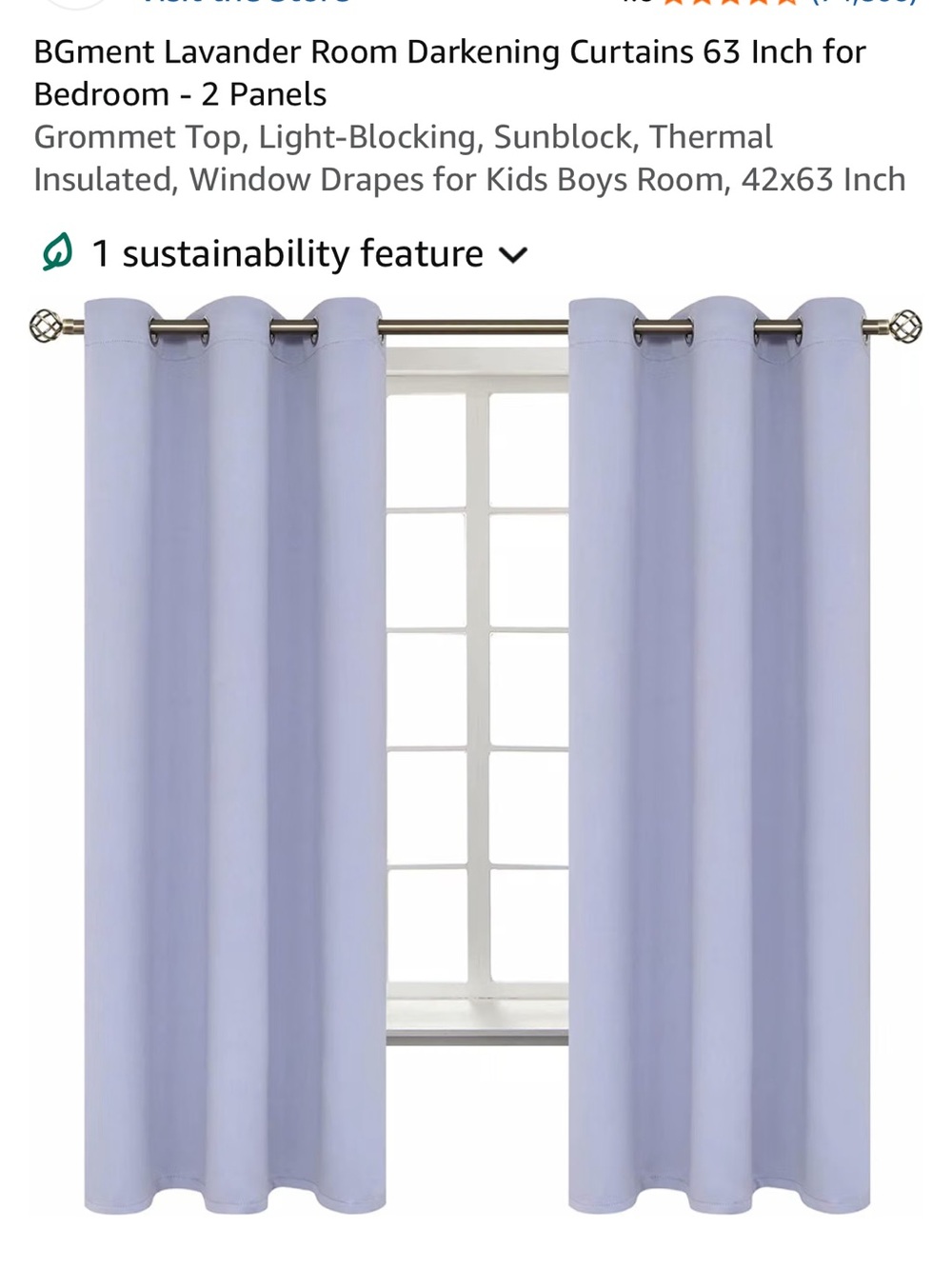 2 sets- Lavender Blackout Curtain Panels - 2    Panels each 42”W x 63”L